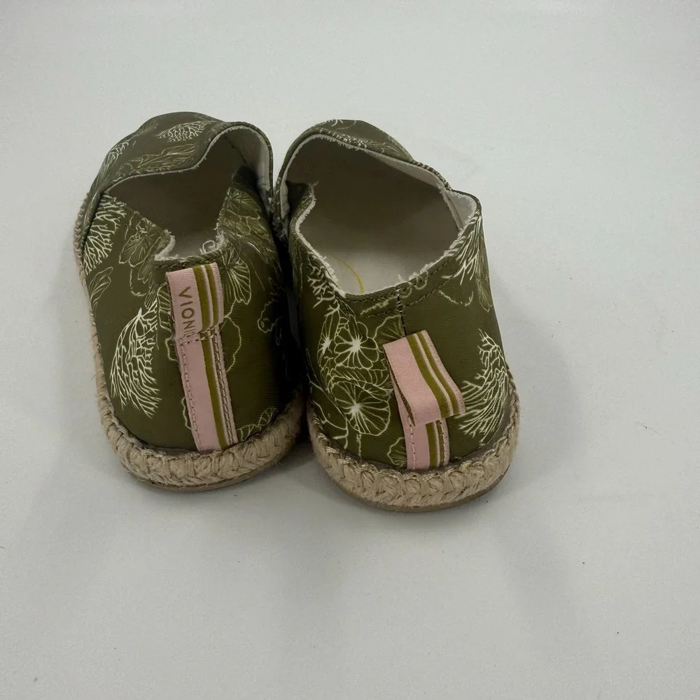 Vionic Beach Laguna Espadrille Flats Womens US 8 Green Botanical Print Slip On
